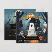 お化けとカボチャのハロウィンパーティー 招待状 (正面/裏面)