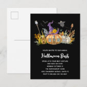 お化けとコウモリのいるかぼちゃの家 インビテーションポストカード (正面/裏面)