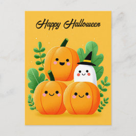 お化けと可愛いハロウィンのグリーティングポストカード ポストカード