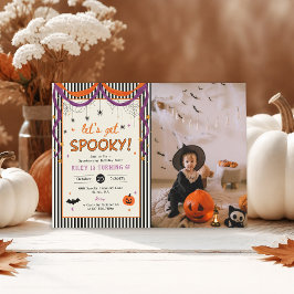 お化けと子供たちのハロウィン誕生日写真 招待状
