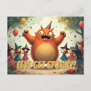 お化けと楽しむハロウィン – かわいいモンスターパーティー シーズンポストカード