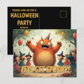 お化けと楽しむハロウィン – かわいいモンスターパーティー シーズンポストカード (正面/裏面)