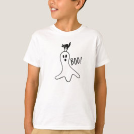 お化けと黒猫のハロウィンかわいい Tシャツ