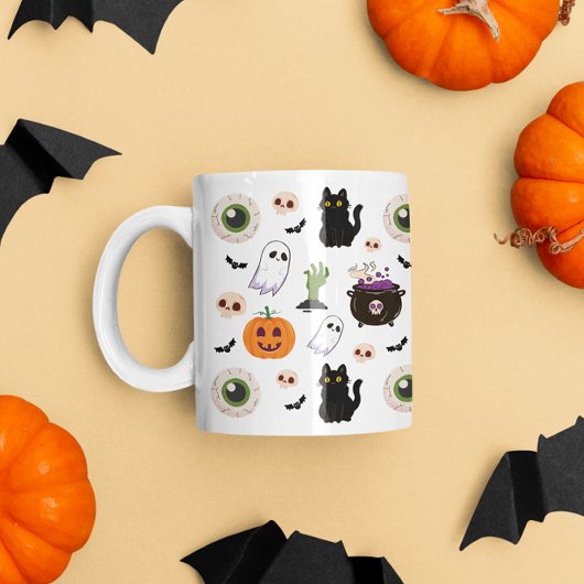 お化けのかわいいハロウィン柄 コーヒーマグカップ