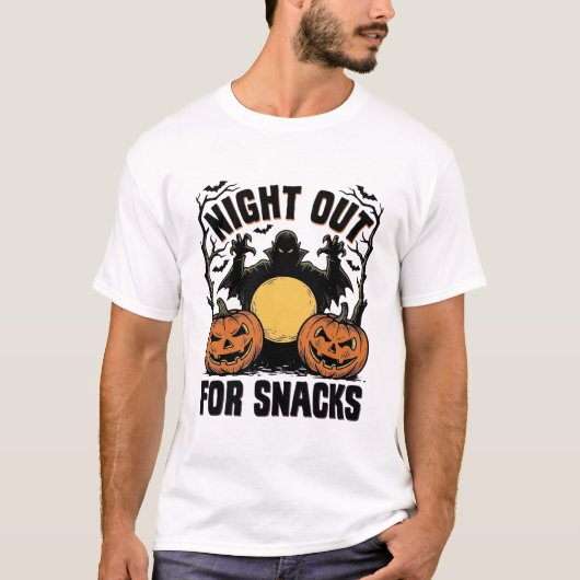 お化けのカボチャの夜の芸術のある面白いヴァンパイアのシャツ Tシャツ (正面)