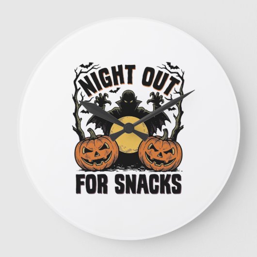 お化けのカボチャの夜の芸術のある面白いヴァンパイアのTシャツ ラージ壁時計 (正面)