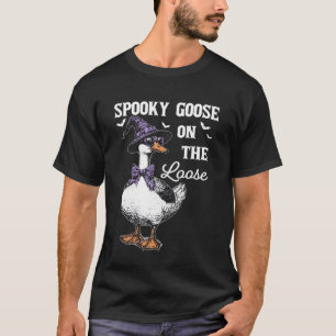 お化けのガチョウが逃げた 面白いハロウィーンのシリガチョウ Tシャツ