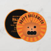 お化けのジャック・オ・ランタンがいるパンプキンのハロウィンパーティ 招待状 (正面/裏面)
