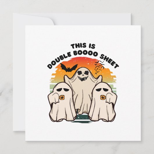 お化けのハロウィンコスチューム 楽しいブー 招待状 (正面)