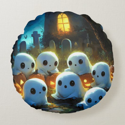 お化けのハロウィンネクロポリス ラウンドクッション (正面)