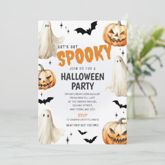 お化けのハロウィンパーティー招待状 ファンシードレス 招待状