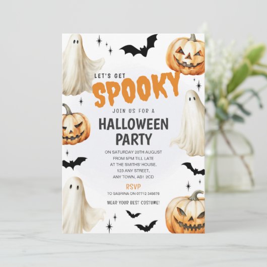 お化けのハロウィンパーティー招待状 ファンシードレス 招待状 (スタンド正面)