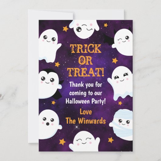 お化けのハロウィンパーティ サンキューカード (正面)