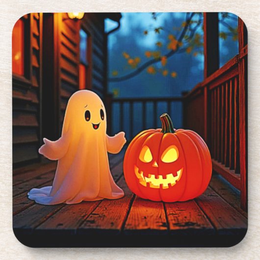 お化けのハロウィンライトデザイン コースター (正面)