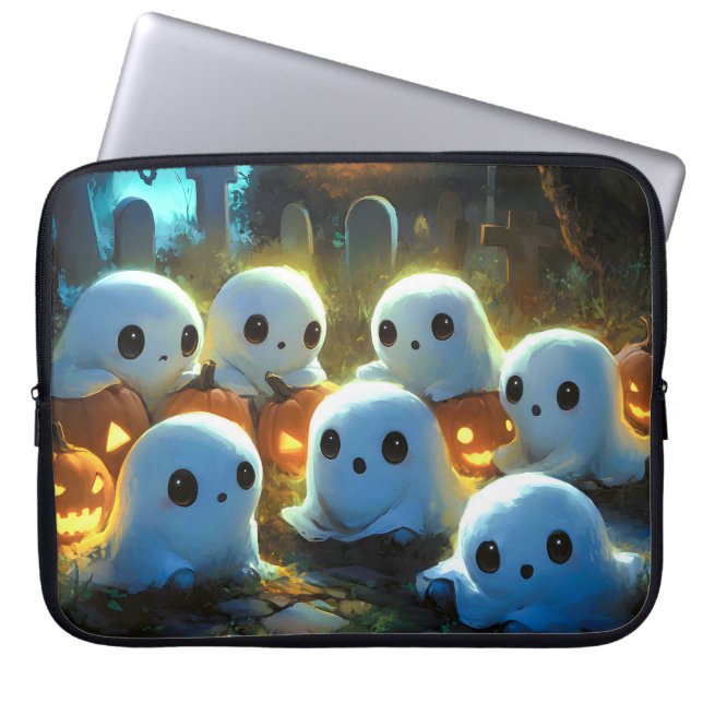 お化けのハロウィン墓場 ラップトップスリーブ (正面)
