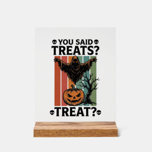 お化けのハロウィンTシャツ スプーキーなトリートのパロディとプー アクリルサイン