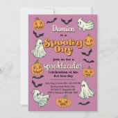 お化けのワン ハロウィン 秋の最初の誕生日 招待状 (正面)