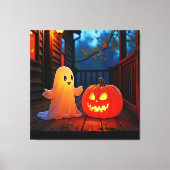 お化けの可愛いハロウィングローデザイン キャンバスプリント (正面)