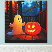 お化けの可愛いハロウィングローデザイン キャンバスプリント (インサイチュ (ウッドフロア))