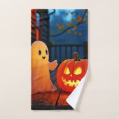 お化けの可愛いハロウィングローデザイン バスタオルセット (ハンドタオル)