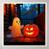 お化けの可愛いハロウィングローデザイン ポスター (正面)