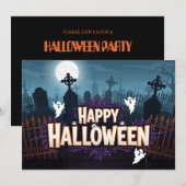 お化けの墓場のハロウィン招待状 招待状 (正面/裏面)