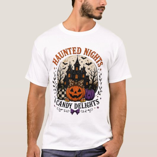 お化けの夜とお菓子の喜び ハロウィンTシャツ Tシャツ (正面)