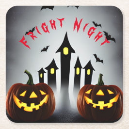 お化けの夜のハロウィン・ジャック・オー・ランタン スクエアペーパーコースター