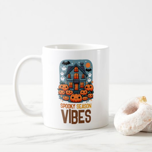 お化けの季節の雰囲気 コーヒーマグカップ (ドーナツ)
