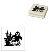 お化けの家と幽霊 ラバースタンプ (押印)