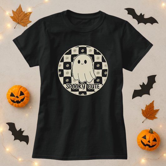 お化けの市松模様 かわいいスプーキーなデザイン Tシャツ