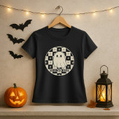 お化けの市松模様 かわいいスプーキーなデザイン Tシャツ