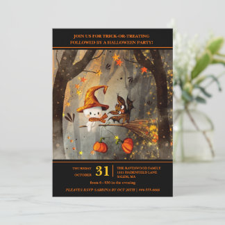 お化けの楽しいハロウィンパーティー 招待状