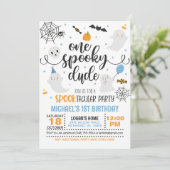 お化けの男の子の誕生日招待状 - 男の子(白) 招待状 (スタンド正面)