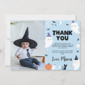 お化けの誕生日パーティーの写真にお礼のカード サンキューカード (正面)