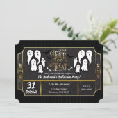 お化けの黒と金のハロウィンパーティ 招待状 (スタンド正面)