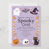 お化けの1歳ハロウィン誕生日 招待状 (正面)