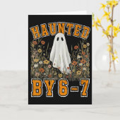 お化けの6 7 67 ミーム 骨の手 ハロウィン カード (黄色い花)
