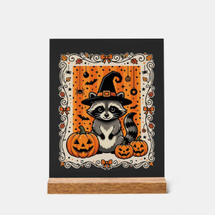 お化けアライグマ ハロウィン カボチャ デザイン_1 アクリルサイン