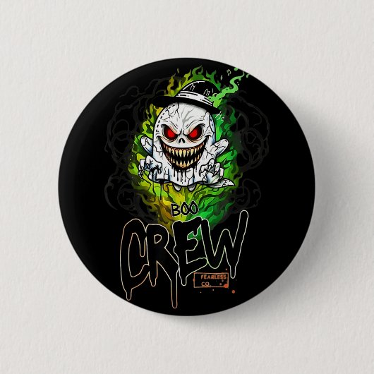 お化けクルーの黒い幽霊 ハロウィン 幽霊 グッズ 缶バッジ (正面)