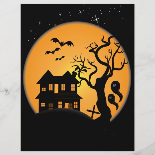お化けハロウィンおばけ屋敷シーン ベクター チラシ (正面)