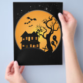 お化けハロウィンおばけ屋敷シーン ベクター チラシ (手)