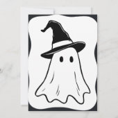 お化けハロウィン 黒白落書き 招待状 (裏面)