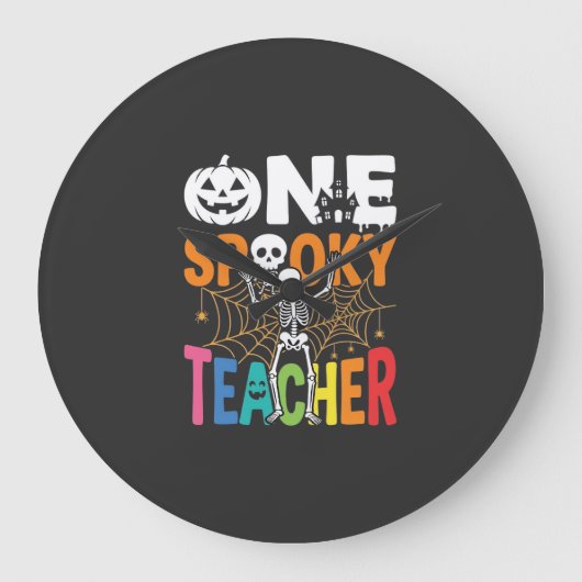 お化け先生のハロウィンデザイン1 ラージ壁時計 (正面)