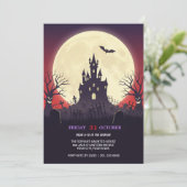 お化け城のハロウィンパーティー招待状 招待状 (スタンド正面)