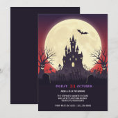 お化け城のハロウィンパーティー招待状 招待状 (正面/裏面)