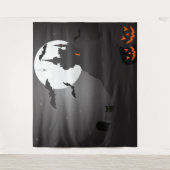 お化け城満月ハロウィン写真背景 タペストリー (正面)