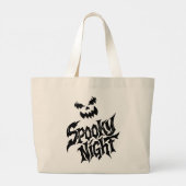 お化け夜のかぼちゃの顔 ラージトートバッグ (裏面)