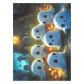 お化け夜の墓地 かわいいハロウィンの幽霊 テーブルクロス (正面)