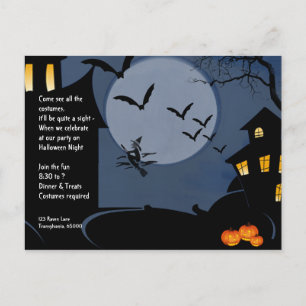 お化け屋敷および魔法使いのハロウィンの招待状 インビテーションポストカード